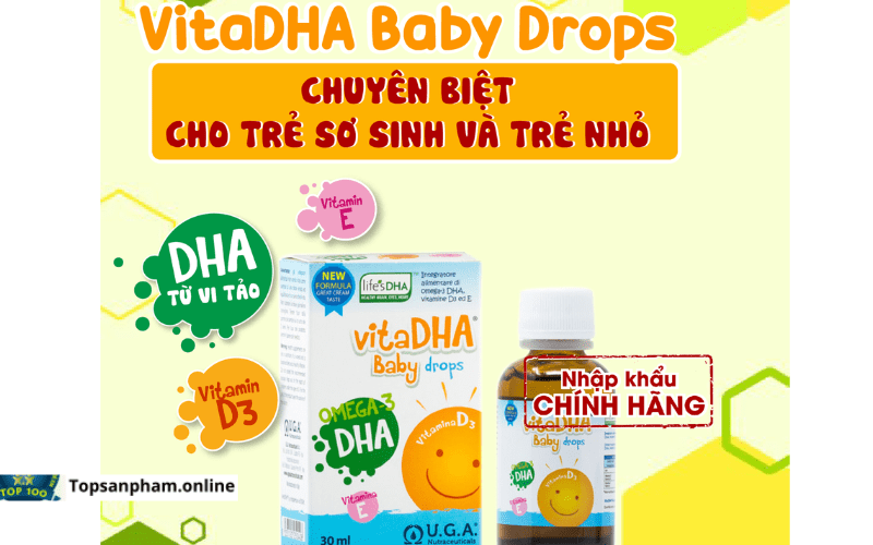 VitaDHA Baby Drops 400IU D3 va DHA tinh khiet tu Chau Au